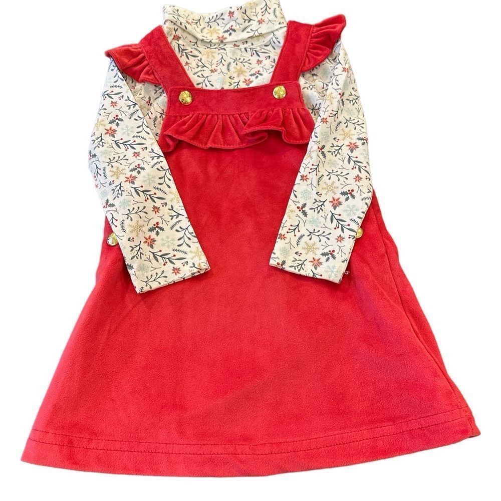 Tahari Red Christmas Holiday Jumper Dress and Festive Turtleneck Set